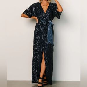 Baltic Born Mauricia Sequin Maxi Gown in Navy. Size XL